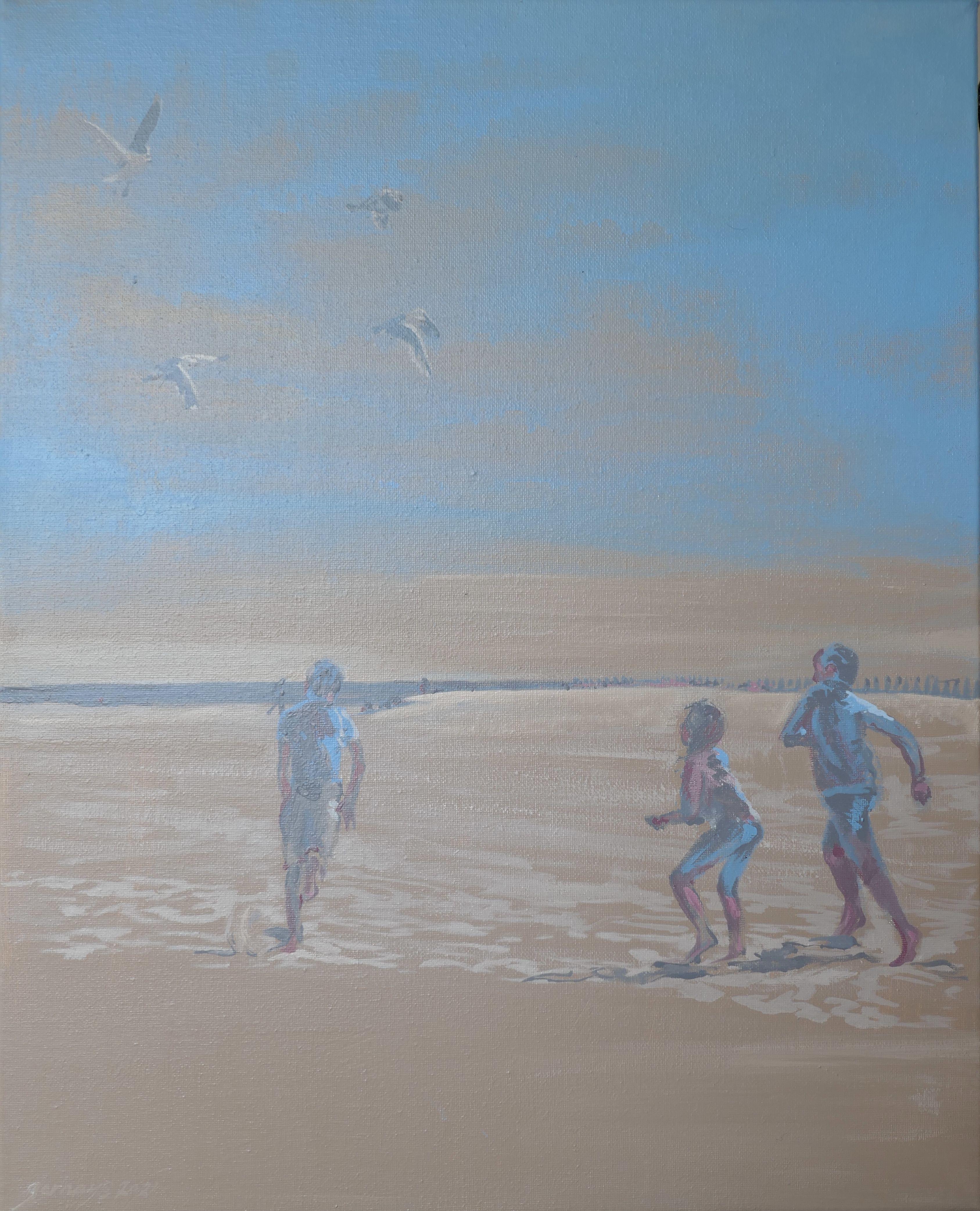 La danse de la plage, peinture, acrylique sur toile - Painting de Amy Bernays