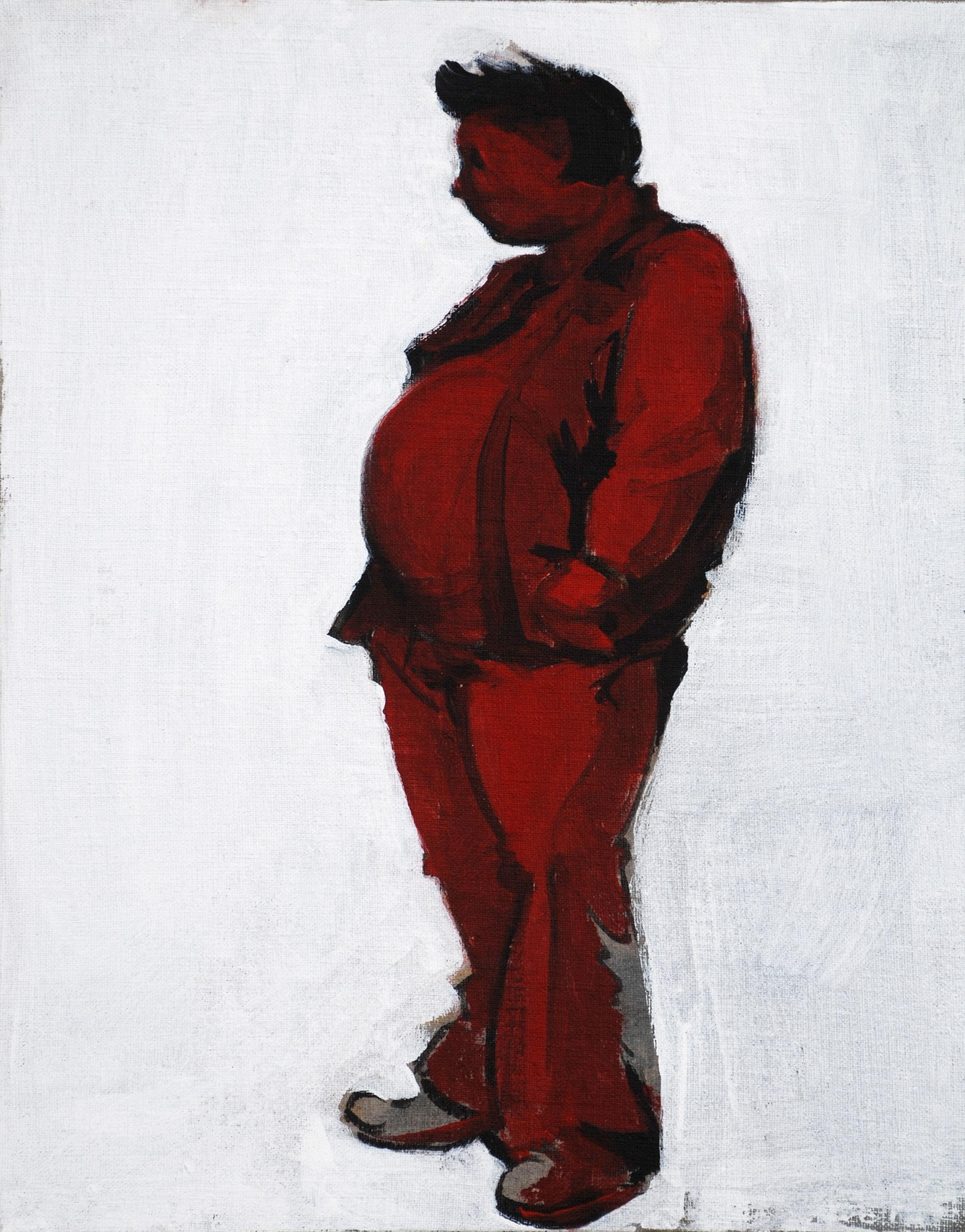Il clown, Pittura, Acrilico su tela - Painting di Amy Bernays
