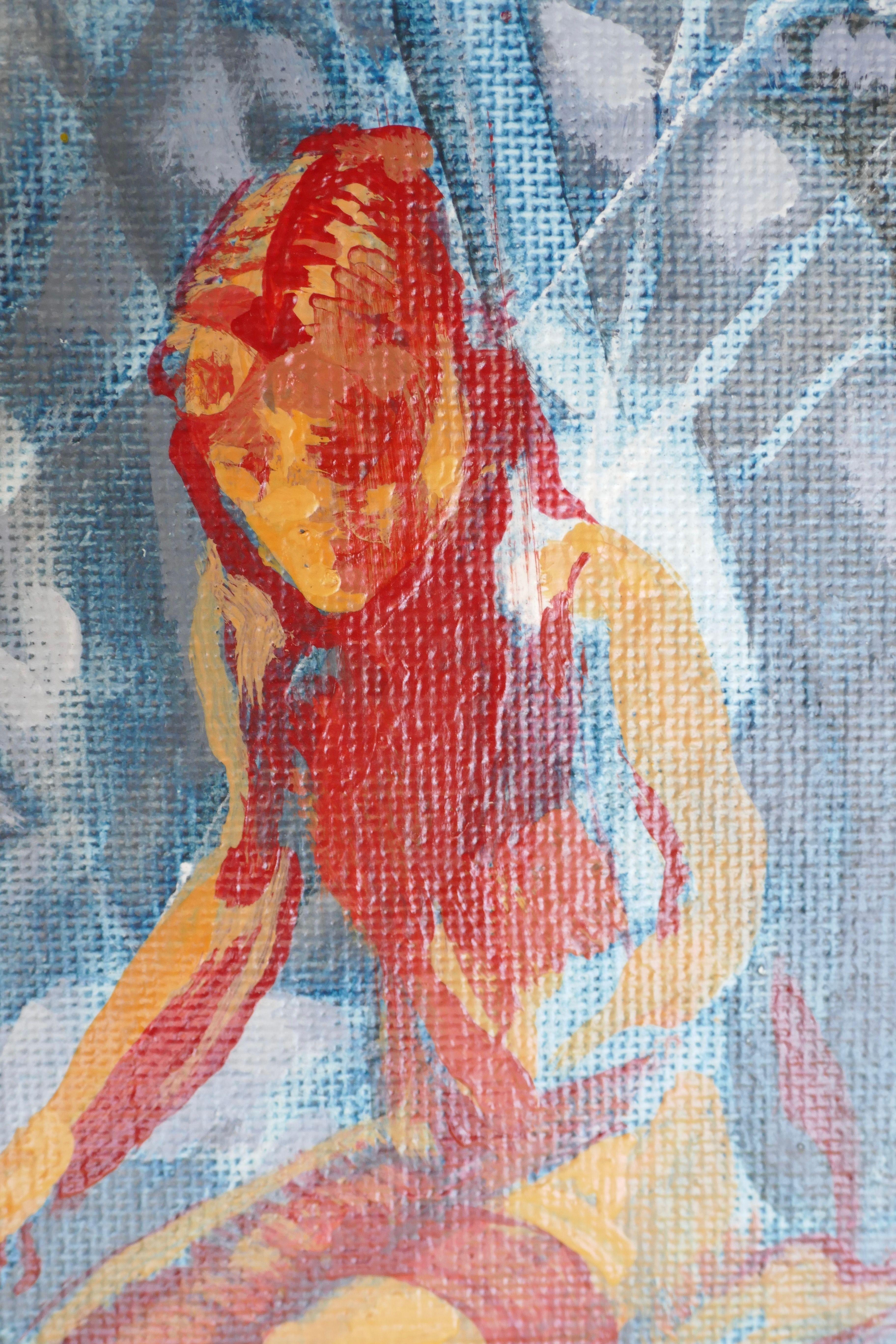 La évolution d'une jeune fille, peinture, acrylique sur toile en vente 1