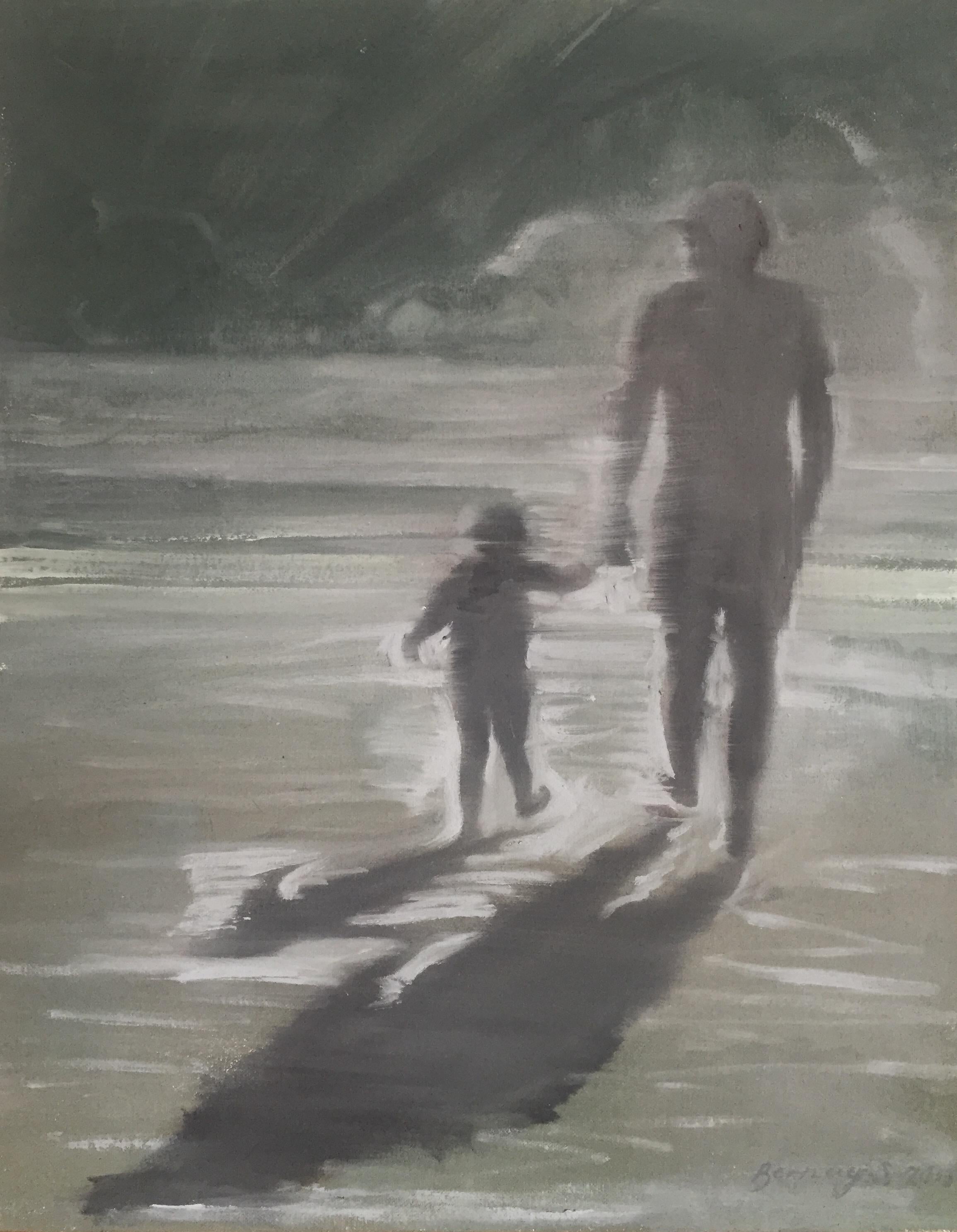 father holding son painting