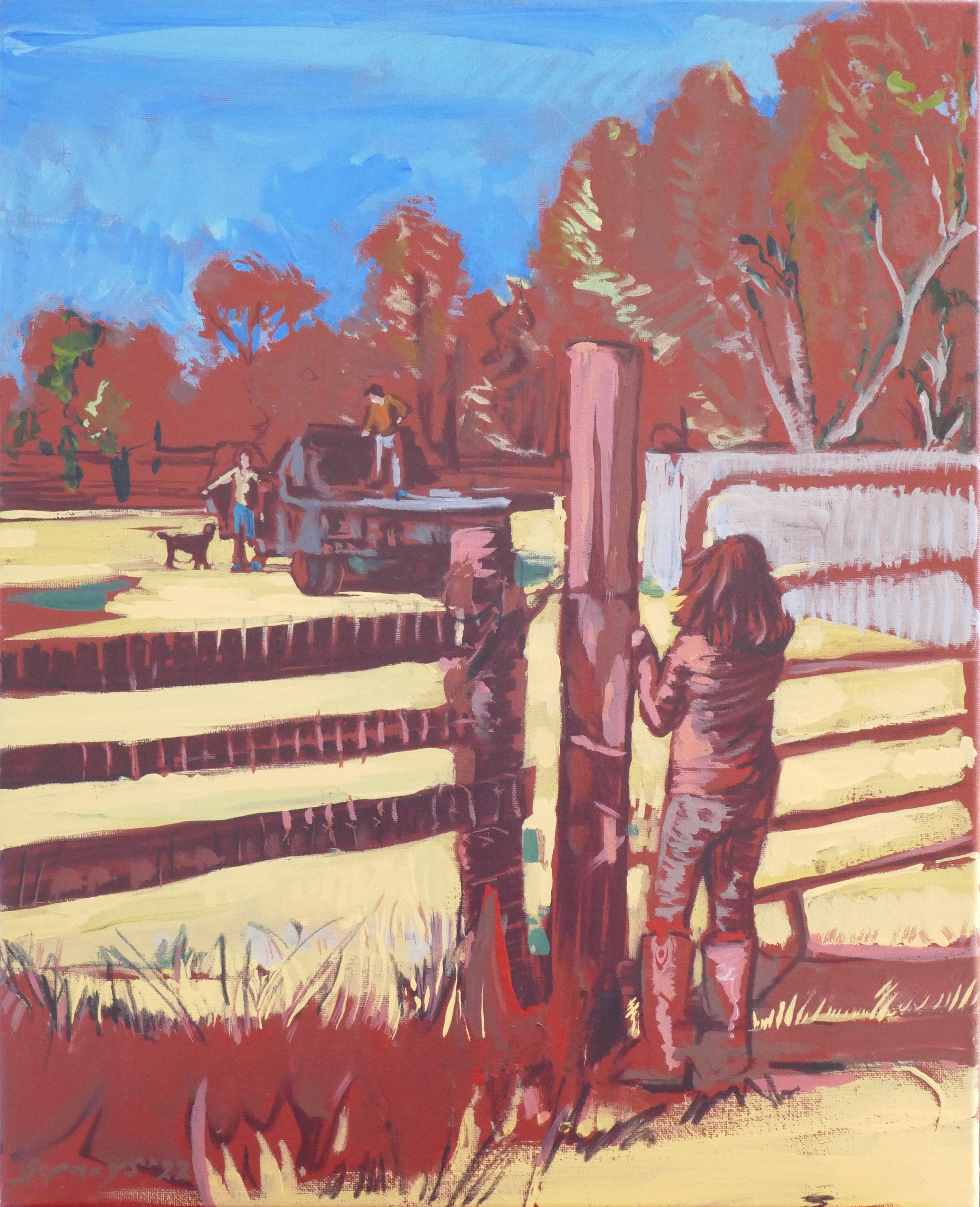 El guardián de la puerta, Pintura, Acrílico sobre lienzo - Painting de Amy Bernays