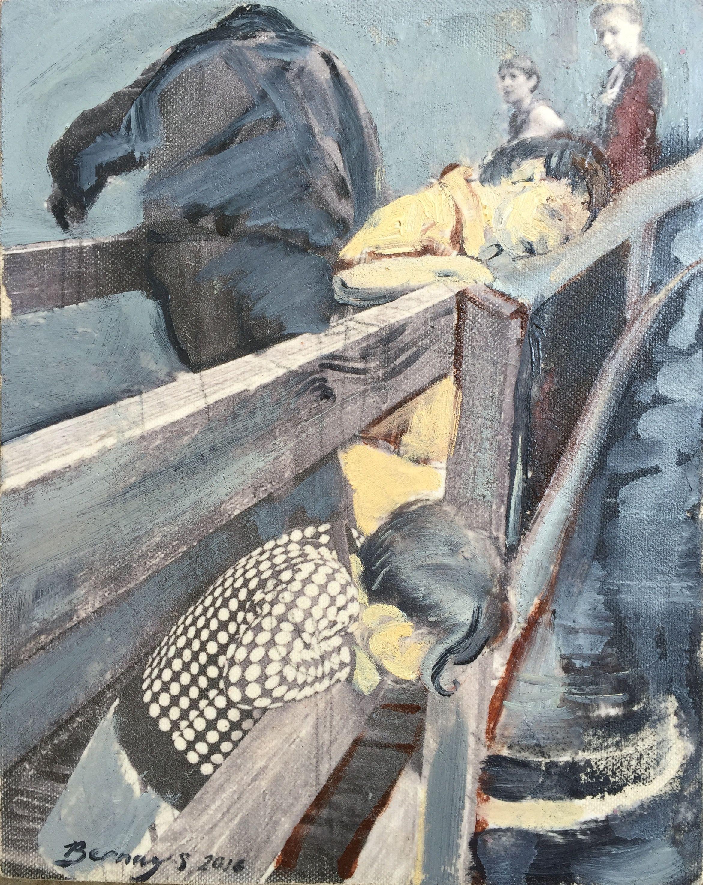 La Gran Distracción, Pintura, Óleo sobre lienzo - Painting de Amy Bernays