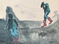 The Red Boot World, Gemälde, Acryl auf Leinwand