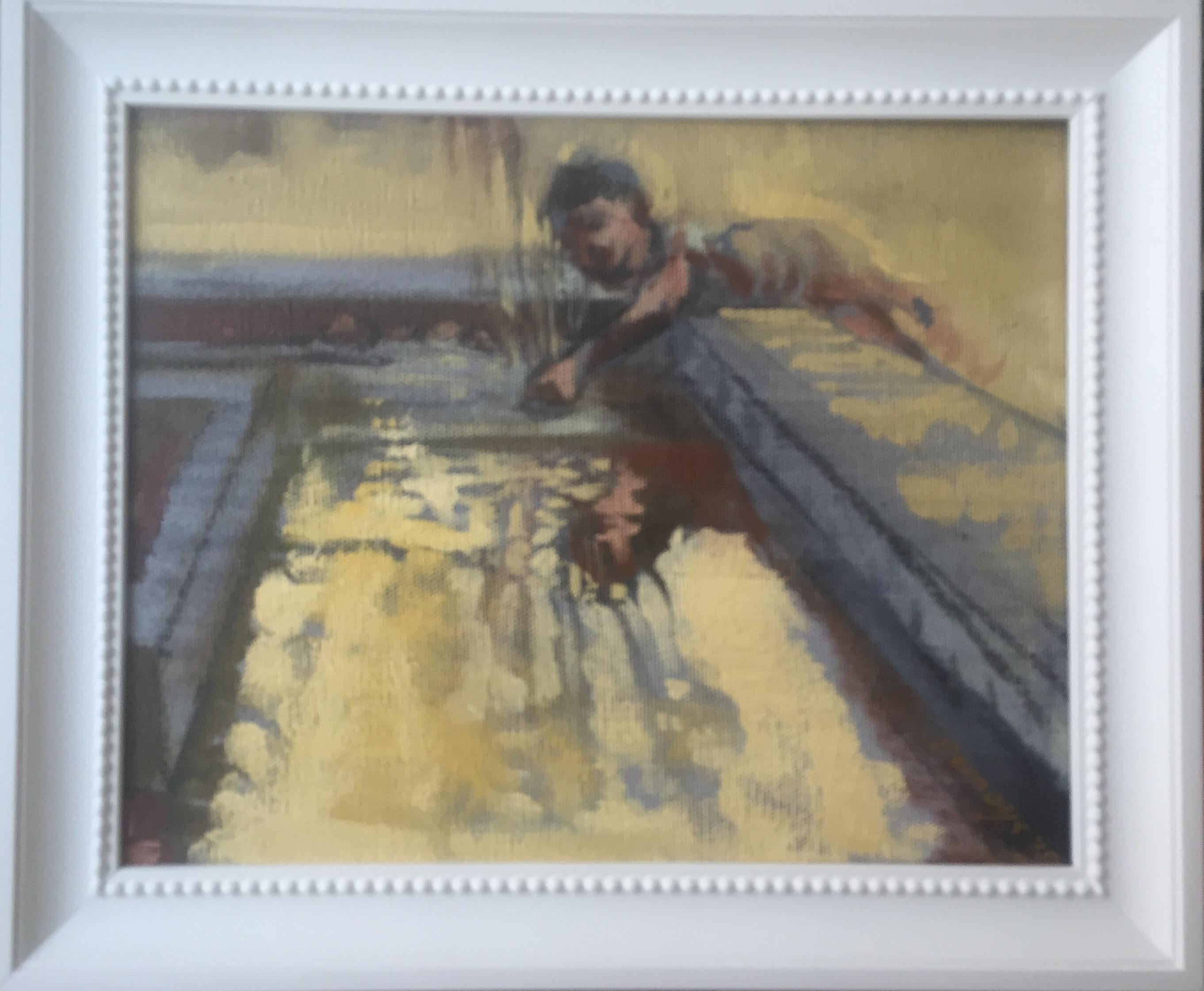 La lección del agua, Pintura, Óleo sobre lienzo - Painting Impresionista de Amy Bernays