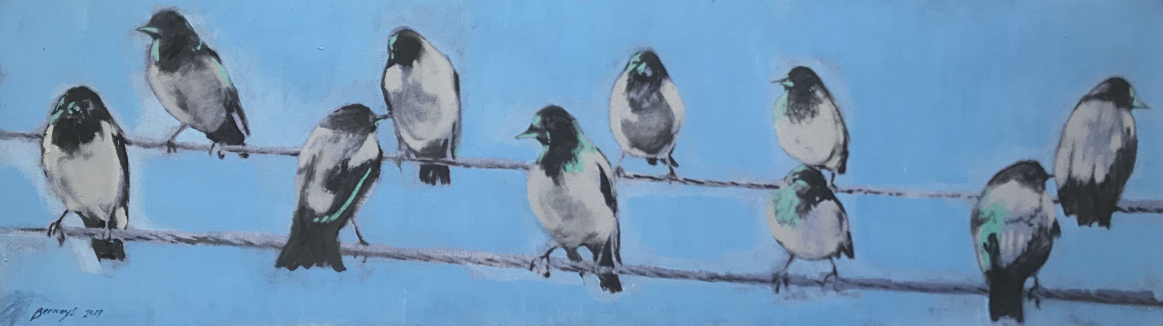 Twitter, Pintura, Acrílico sobre lienzo - Painting Impresionista de Amy Bernays