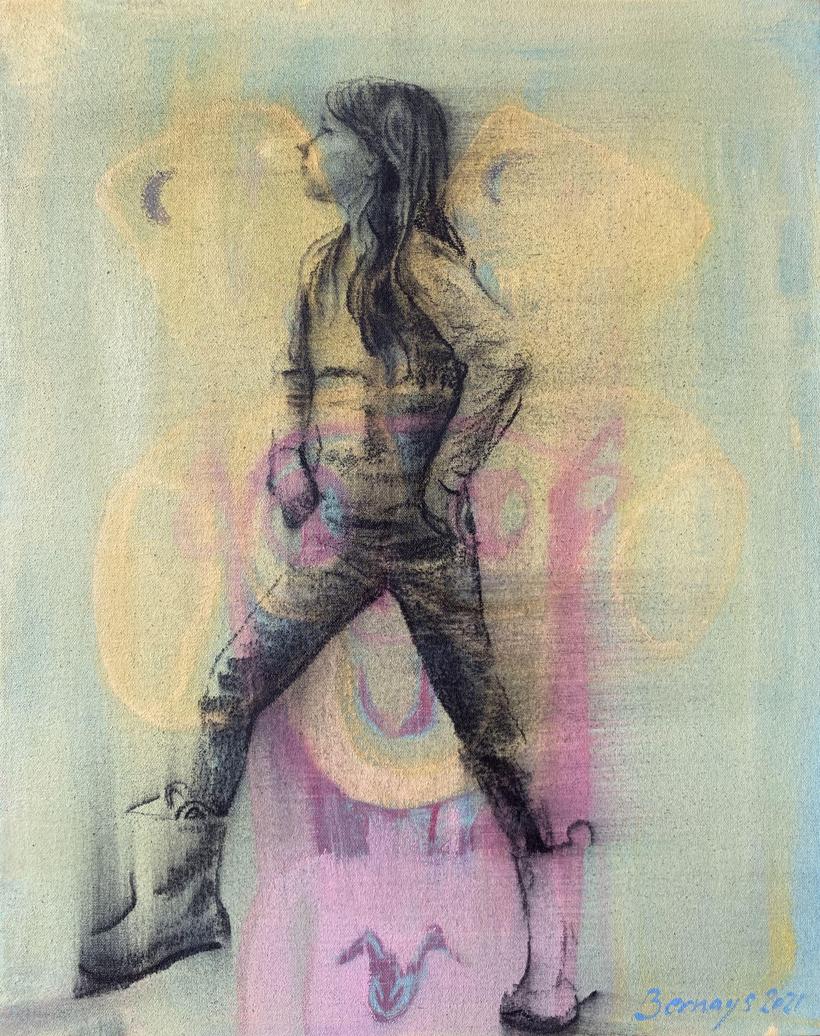 Warrior, Peinture, Acrylique sur Toile - Painting de Amy Bernays