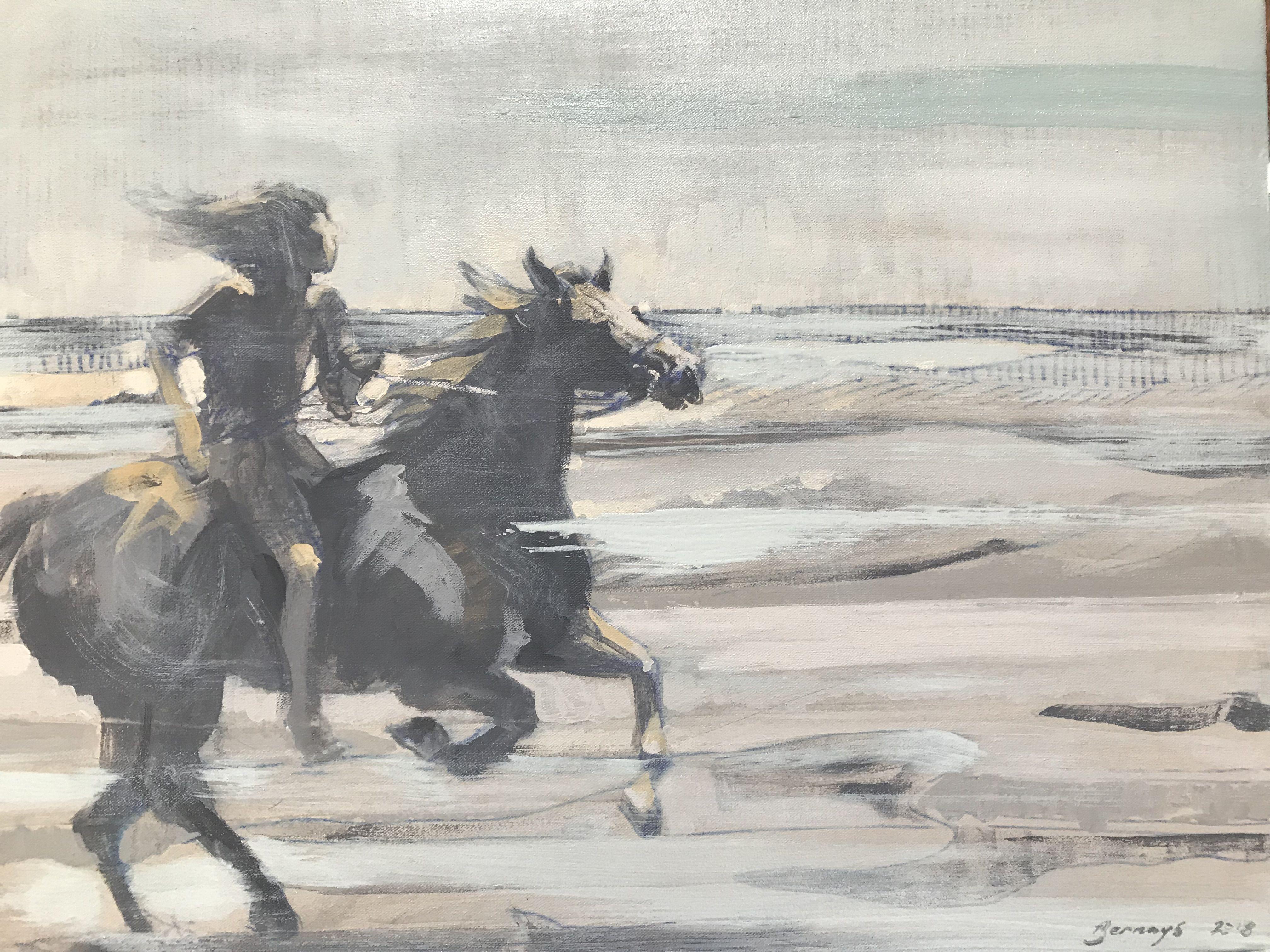 the spray and the wind and the wet coat of my horse where one salty breath. I galloped in the cold, I felt the tassels of wet hair and the rhythm of the hooves in wet sand. This is changed, augmented, a pattern based on the memory.  :: Painting ::