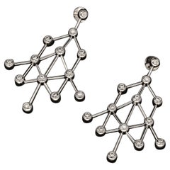 Amy Burton 'Covalent' Ohrringe aus Diamanten und 18 Karat Weißgold, geometrisch beweglich