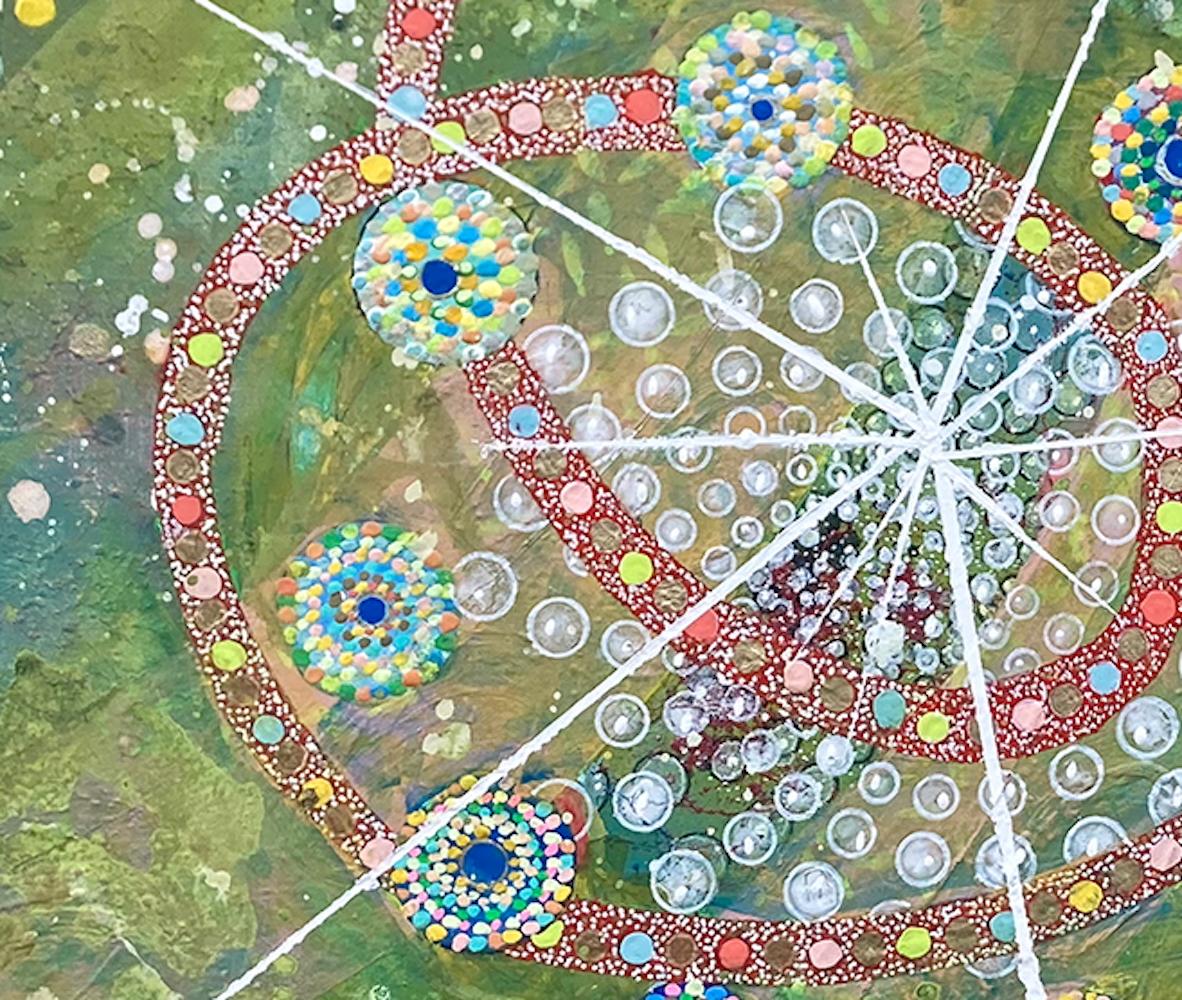You Are Here, Vivid Abstract Cosmic Painting with Geometric Patterns For Sale 1