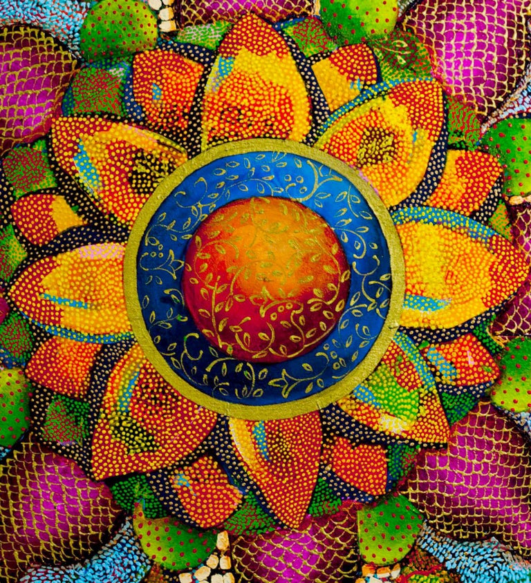 Amy Cheng Amy Cheng, "Broaching the Subject," flower mandala blue and