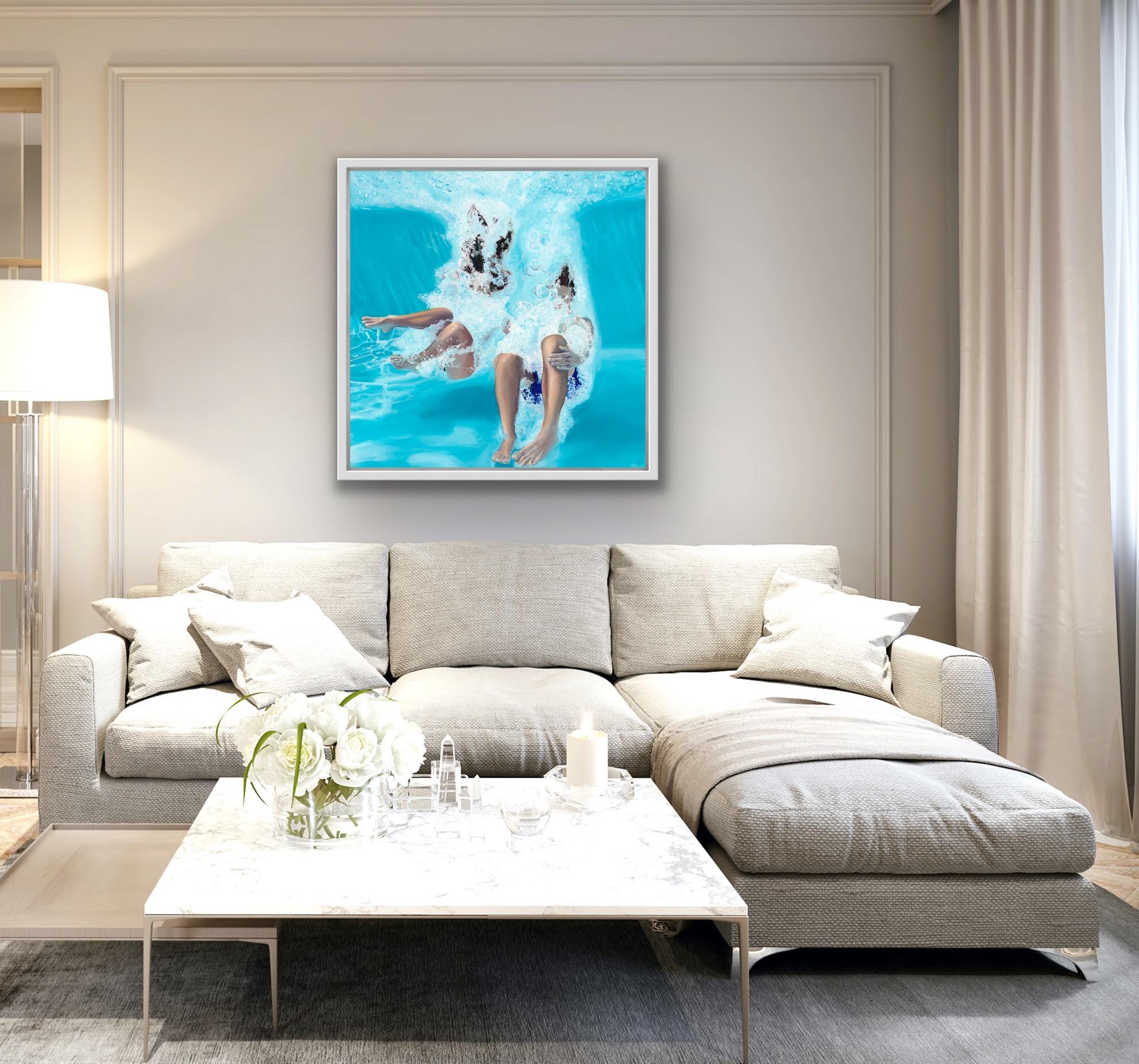 Bomba, Obra de arte de natación, Pintura figurativa, Pintura deportiva, Arte de casa de piscina - Painting de Amy Devlin 