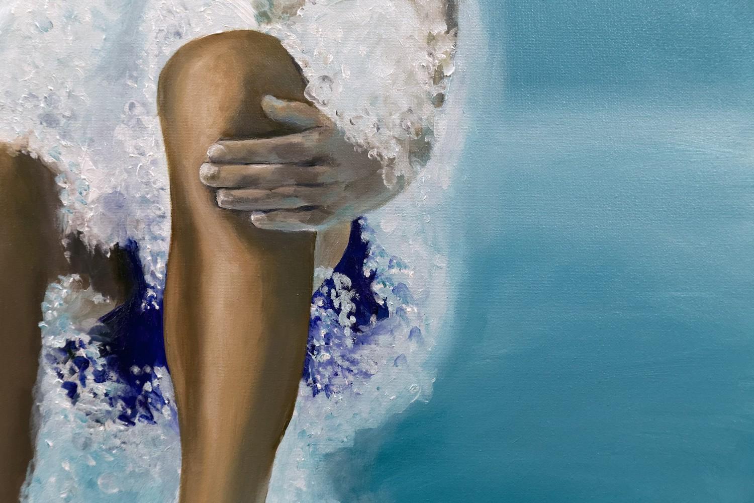 Bomba, Obra de arte de natación, Pintura figurativa, Pintura deportiva, Arte de casa de piscina 1