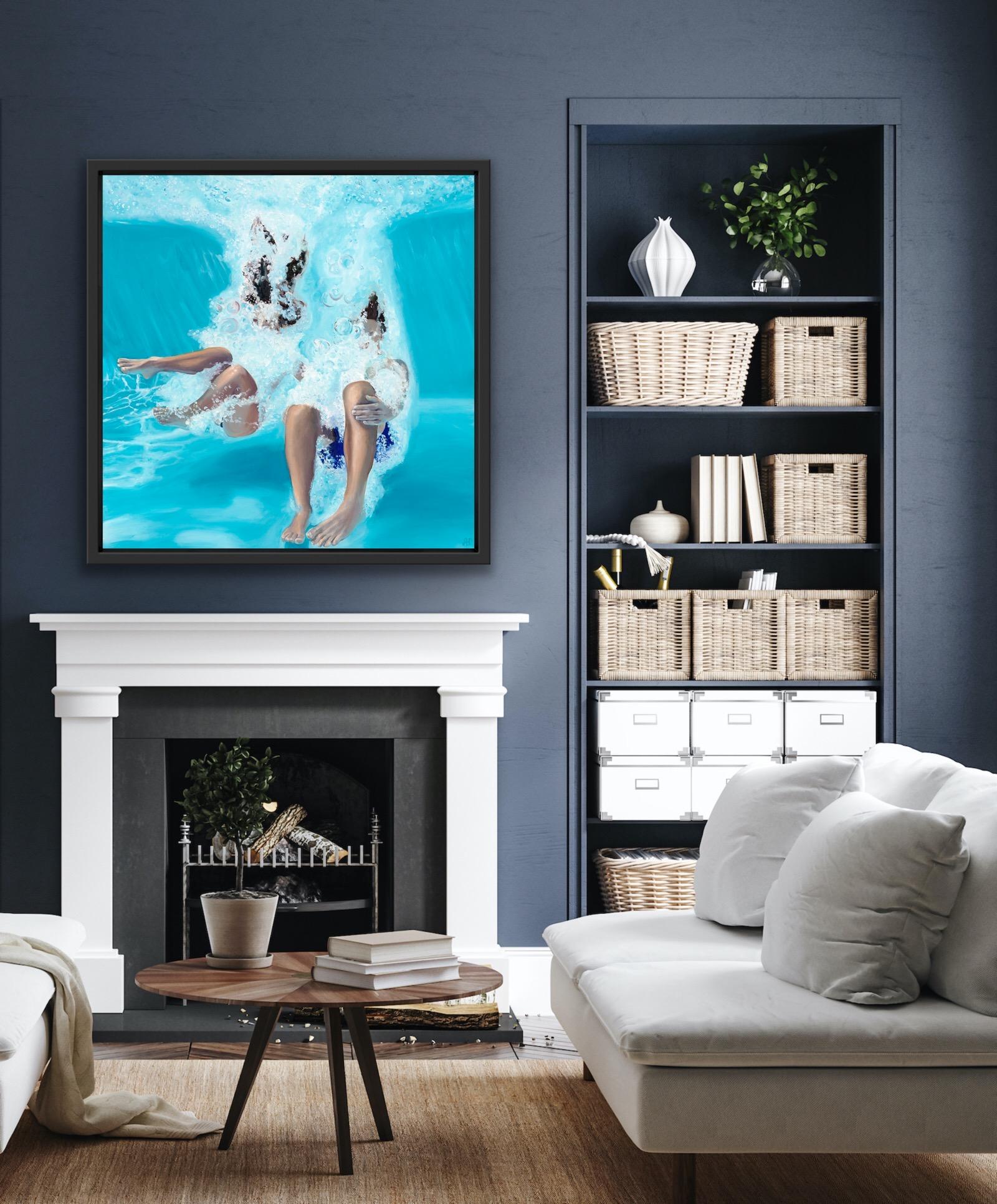 Bomba, Obra de arte de natación, Pintura figurativa, Pintura deportiva, Arte de casa de piscina 3