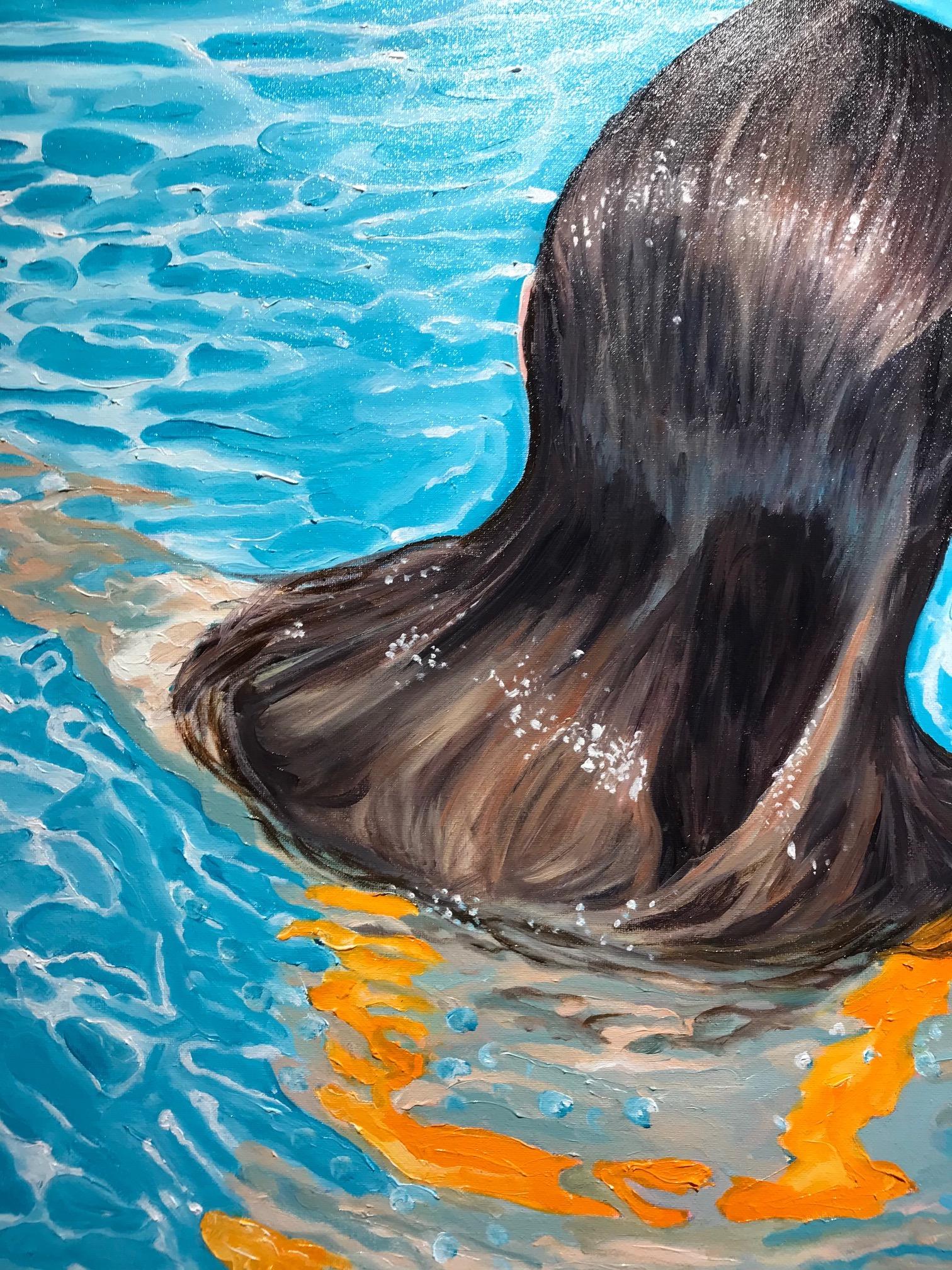 girl swimming painting