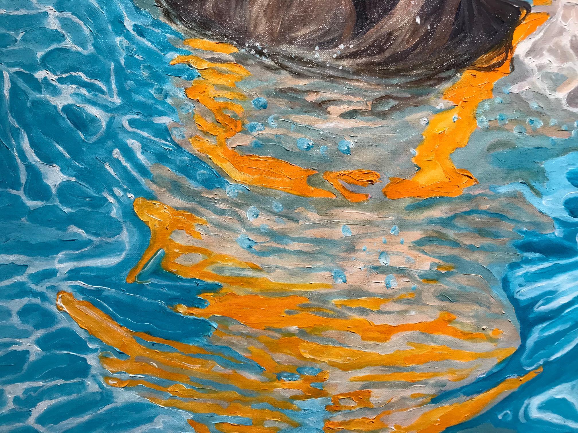 ''Erato'' Contemporary Underwater Portrait Painting, Girl in Swimming Pool 1
