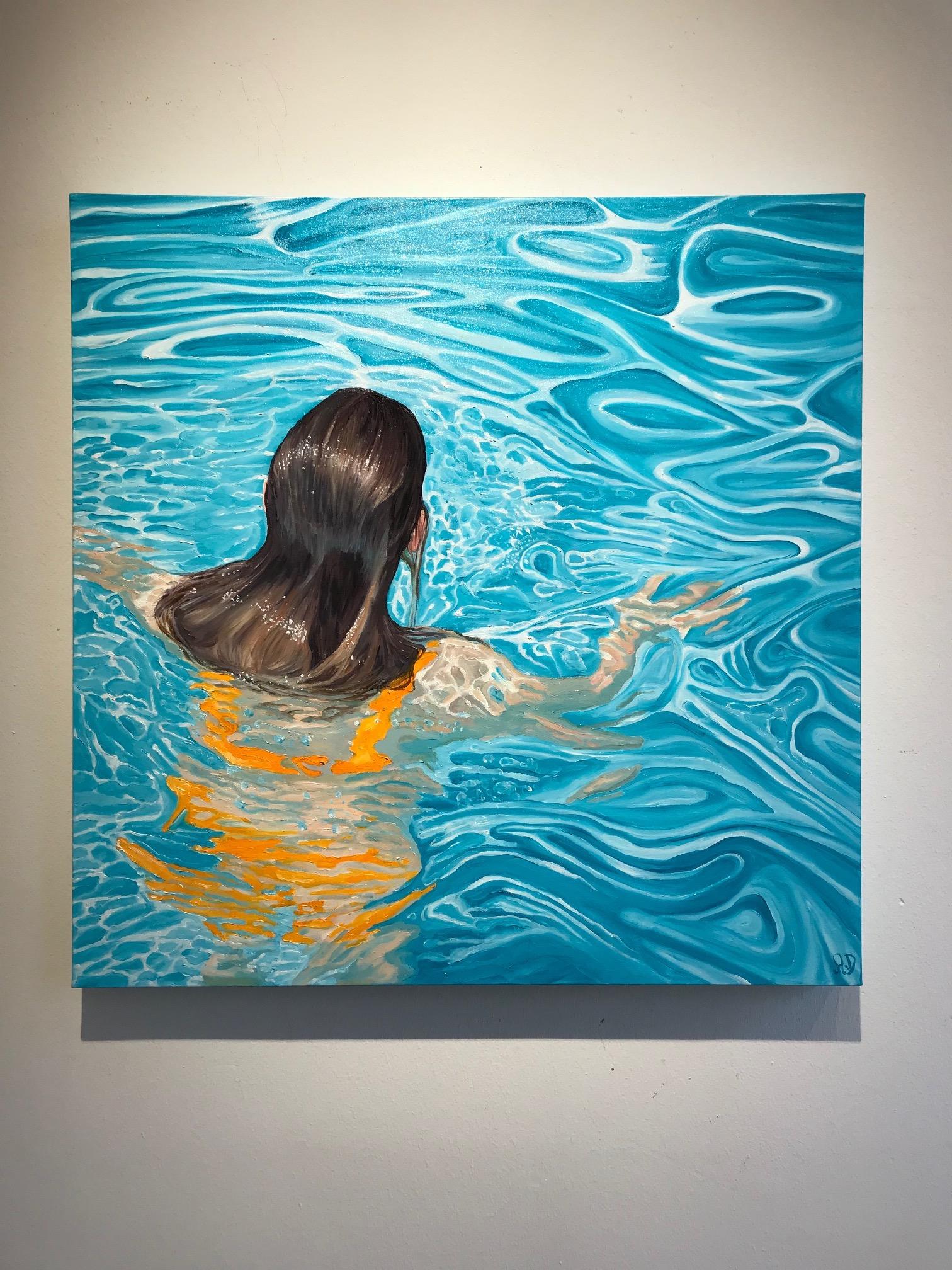 ''Erato'' Contemporary Underwater Portrait Painting, Girl in Swimming Pool 3