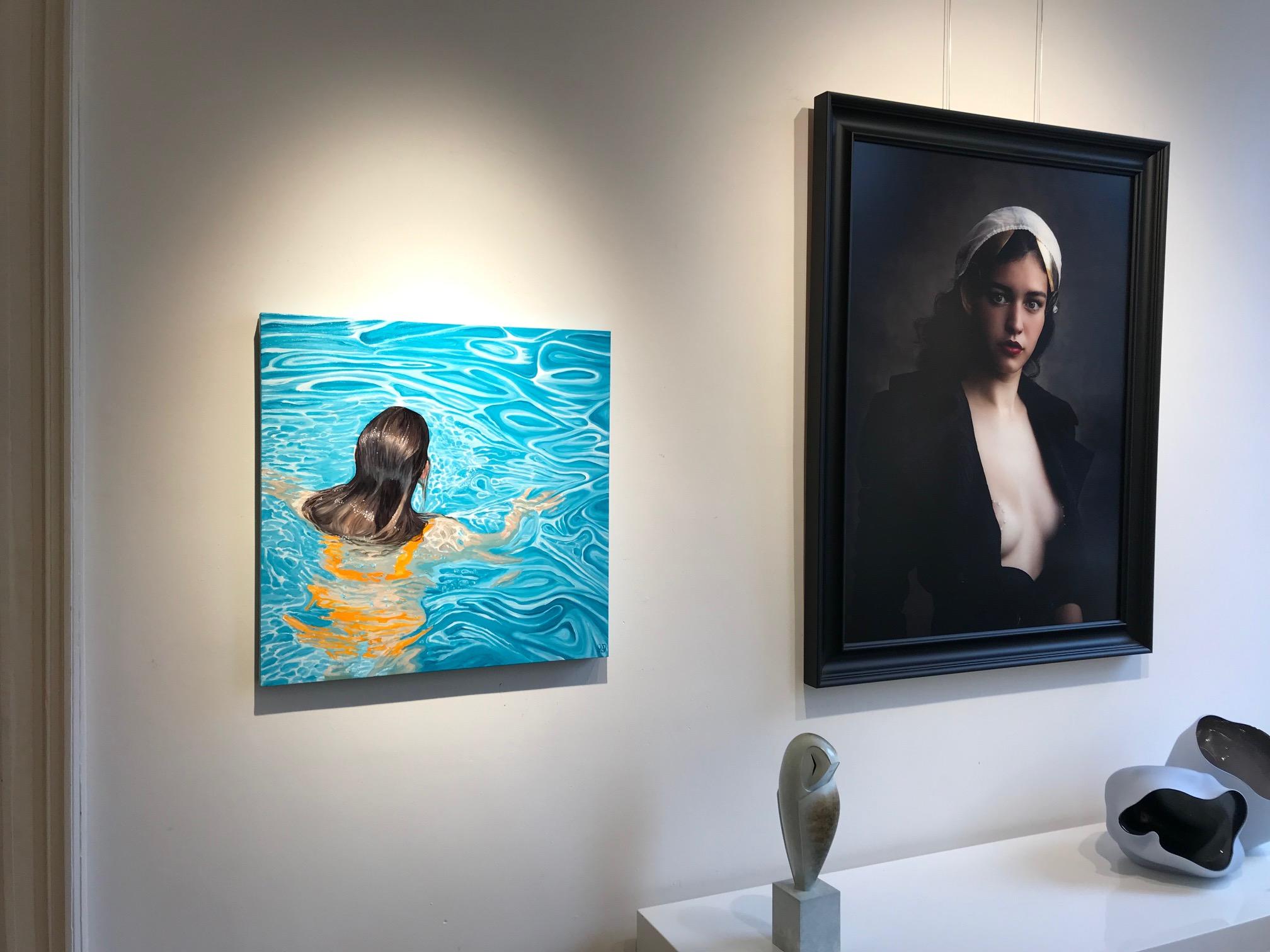 ''Erato'' Quadro di ritratto subacqueo contemporaneo, ragazza in piscina 3