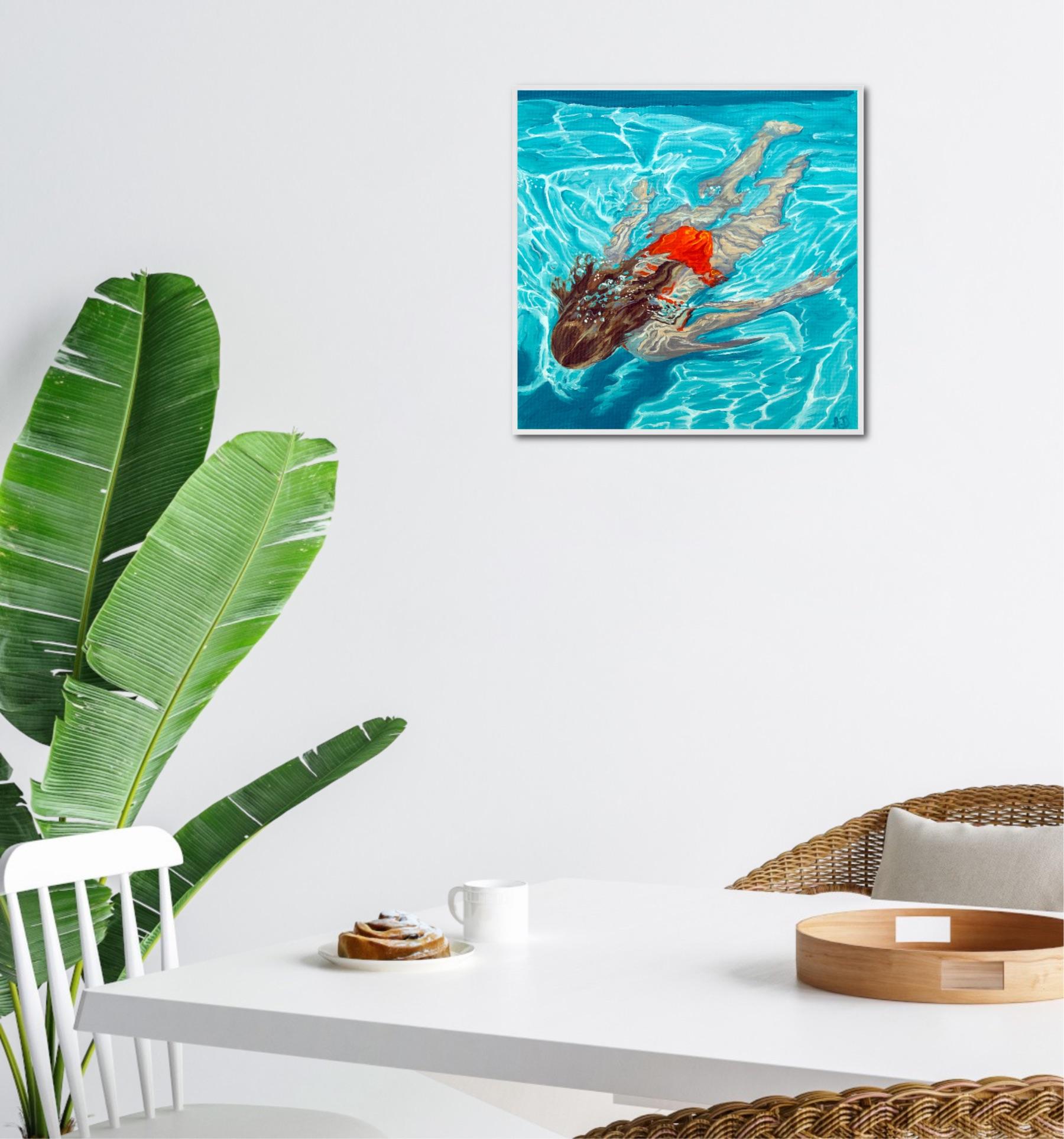 Harmonia, Pintura original, Paisaje, Natación, Mujer 6