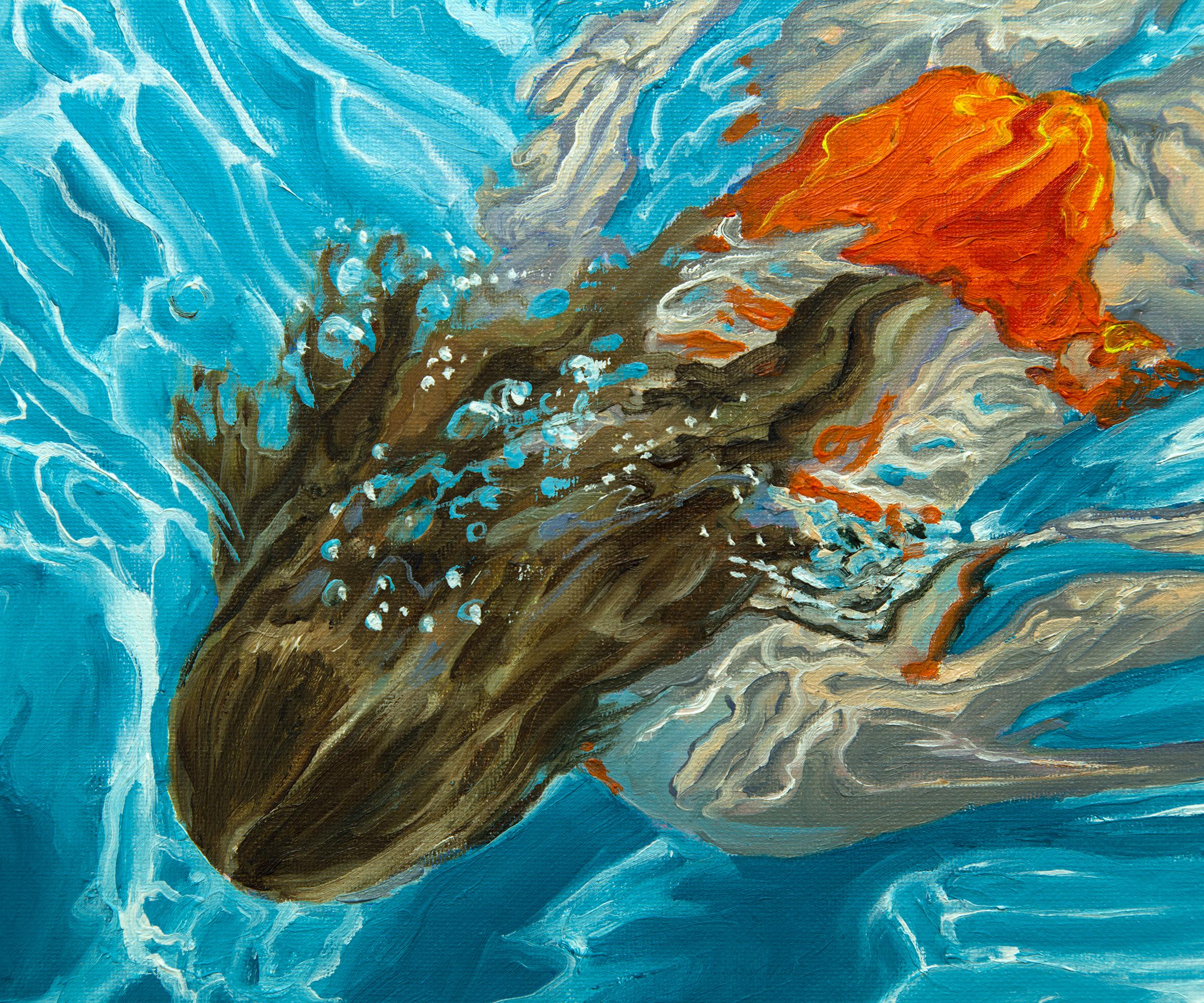 Harmonia, Pintura original, Paisaje, Natación, Mujer - Painting de Amy Devlin