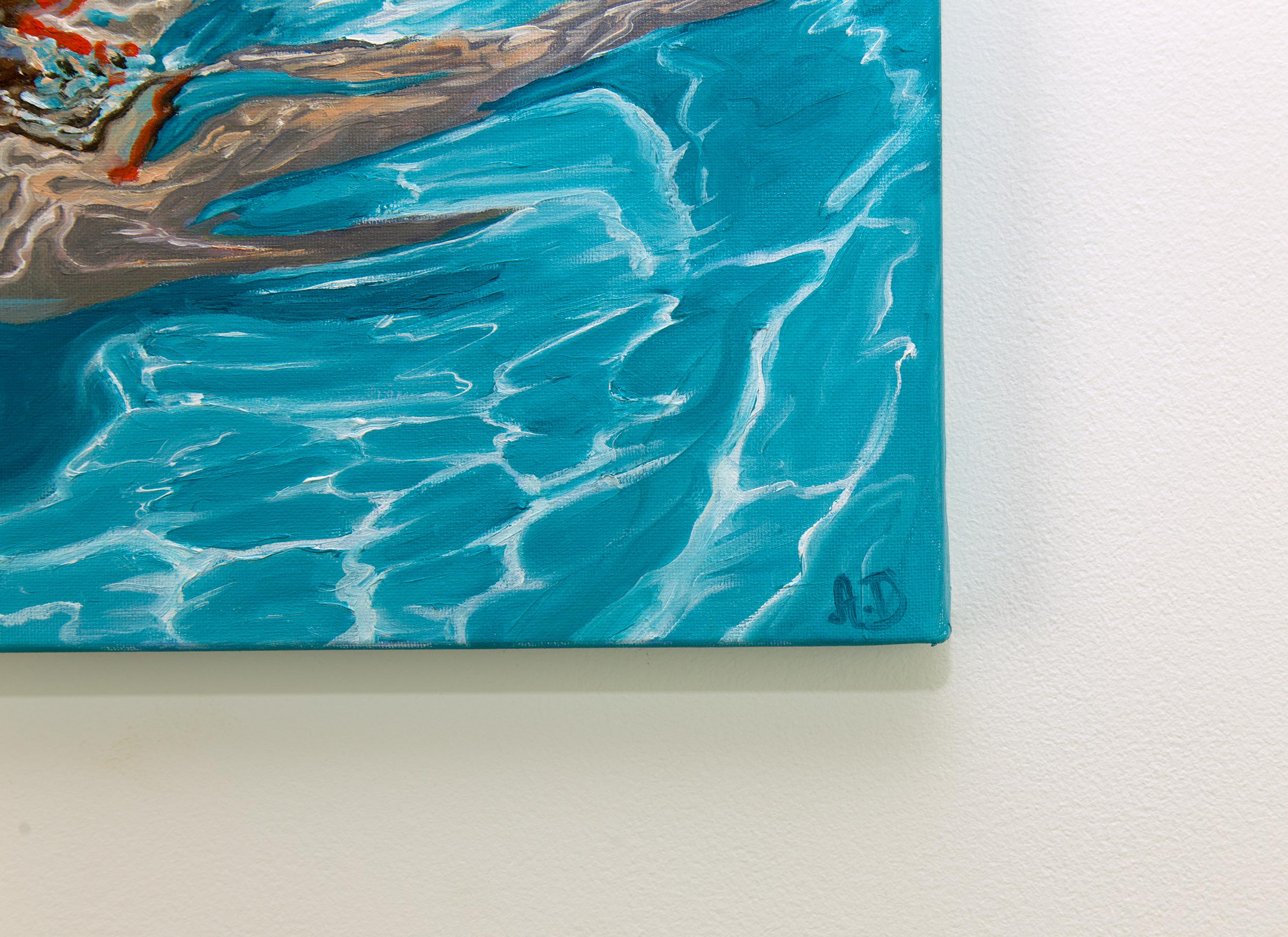 Harmonia, Pintura original, Paisaje, Natación, Mujer - Painting Contemporáneo de Amy Devlin