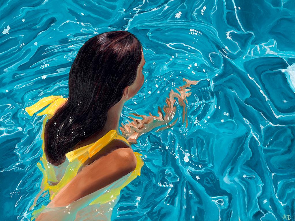 girl underwater painting