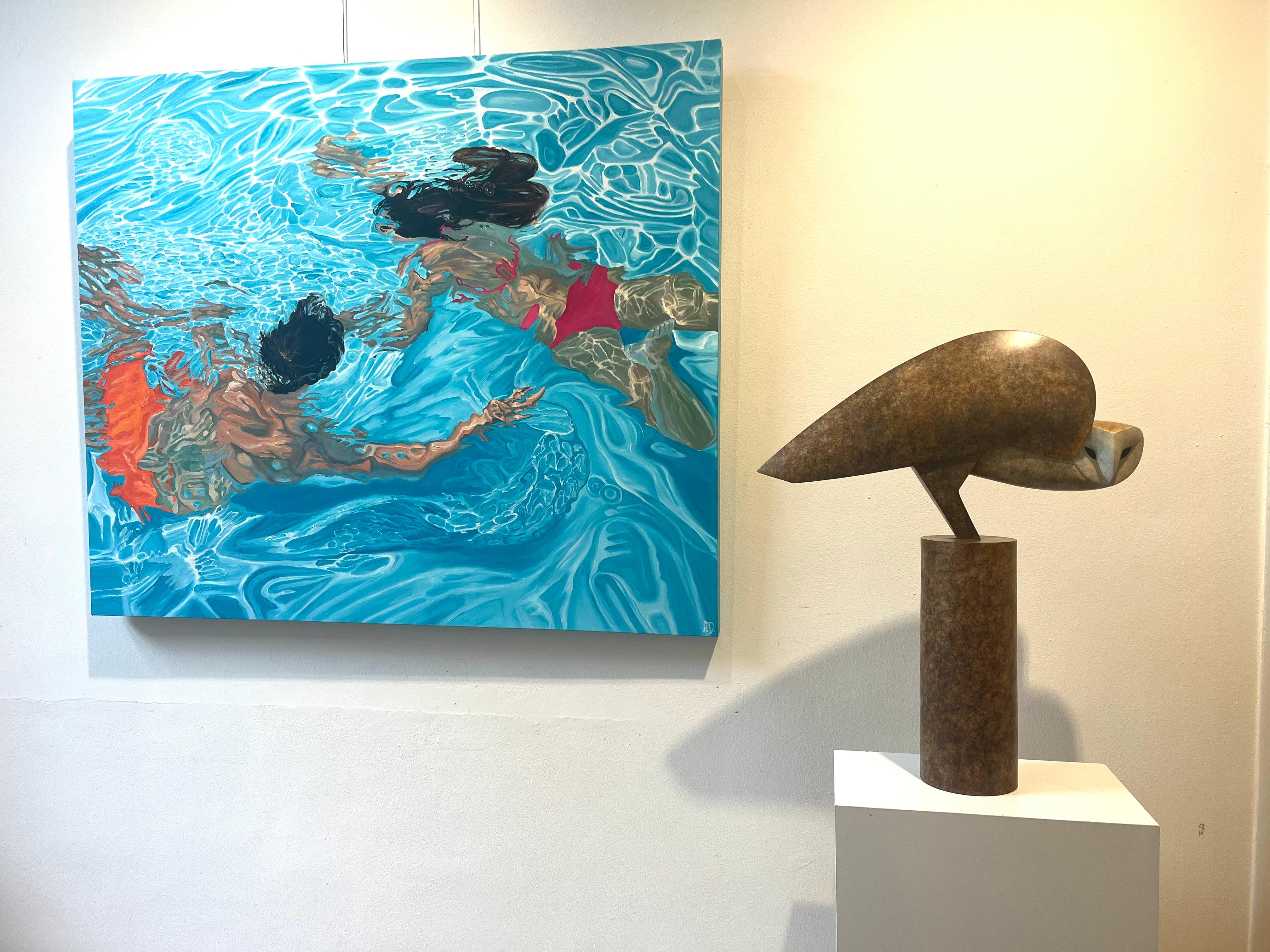 ''Poseidón y Anfitrite'' Pintura contemporánea de Chico y Chica en la Piscina en venta 4