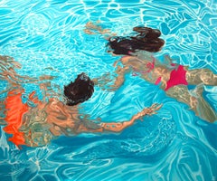 ''Poseidon and Amphitrite'' Contemporary Painting of Boy and Girl in Pool