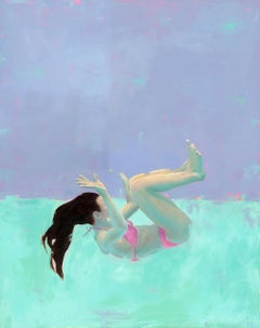 ''Spin 2'' Peinture contemporaine de portrait sous-marin en couleurs néon