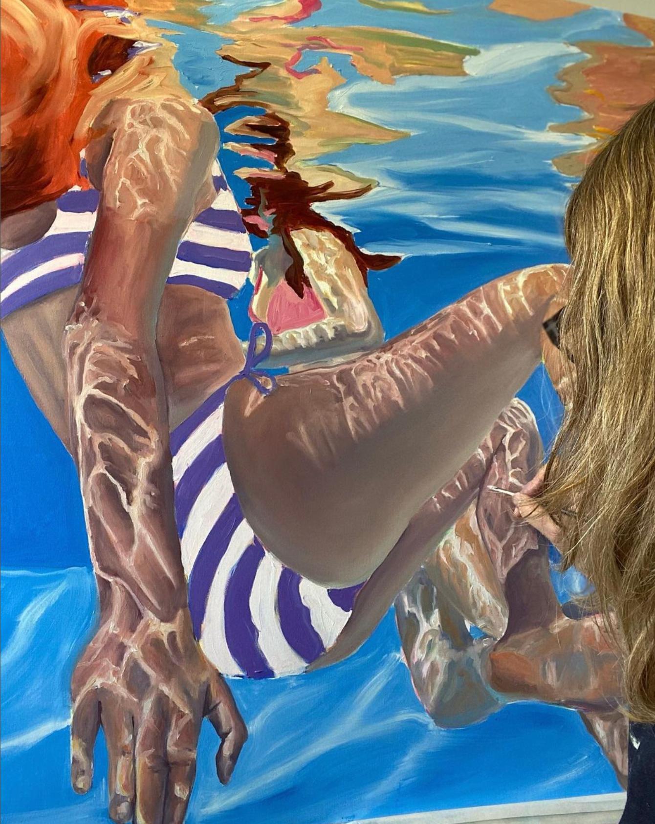 ''The Crinaeae'' Contemporary Underwater Portrait Painting, Girls in Pool For Sale 6