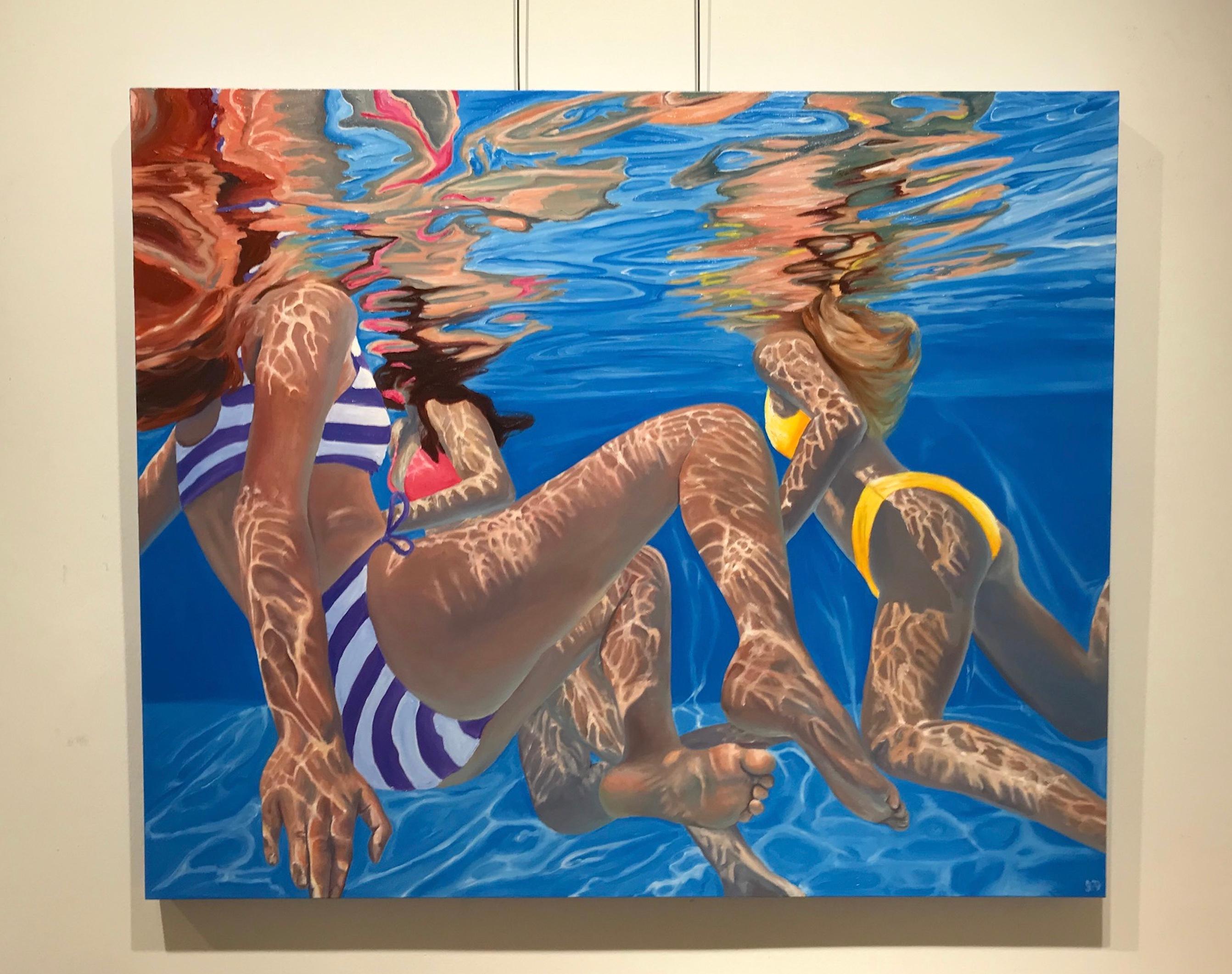 ''The Crinaeae'' Contemporary Underwater Portrait Painting, Girls in Pool For Sale 3