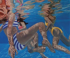 ''The Crinaeae'' Contemporary Underwater Portrait Painting, Girls in Pool
