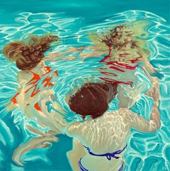 Le tre grazie (sommerse), Quadro originale, Paesaggio, Nuoto, Donna