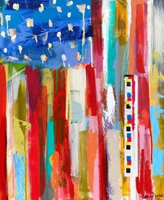 American Flag by Amy Dixon, Acrylic on Canvas Contemporary Abstract Painting