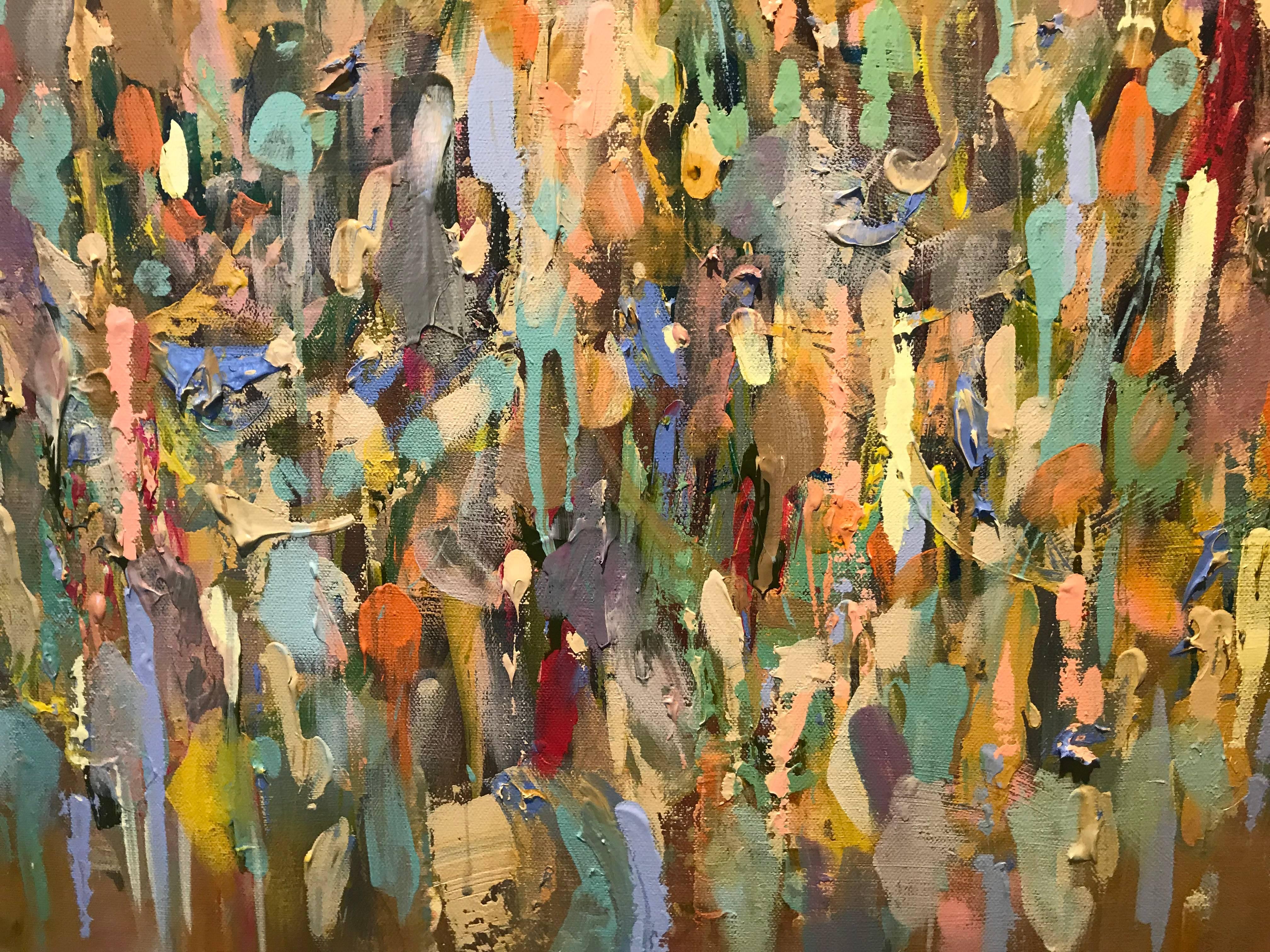 Chandelier Degas, Post-Impressionist Vertical Mixed Media on Canvas Painting - Brown Still-Life Painting by Amy Dixon