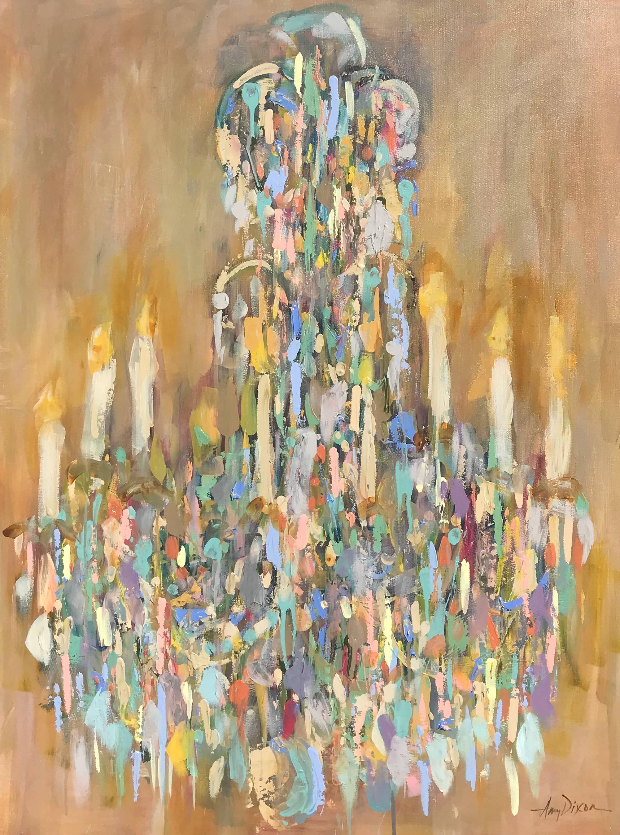 Amy Dixon - Chandelier Degas, Post-Impressionist Vertical Mixed Media on Canvas  Painting For Sale at 1stDibs | chandelier painting