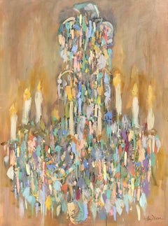 Chandelier Degas, Post-Impressionist Vertical Mixed Media on Canvas Painting