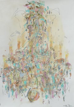 Chandelier Neutral by Amy Dixon, Framed Abstract Chandelier Painting on Paper