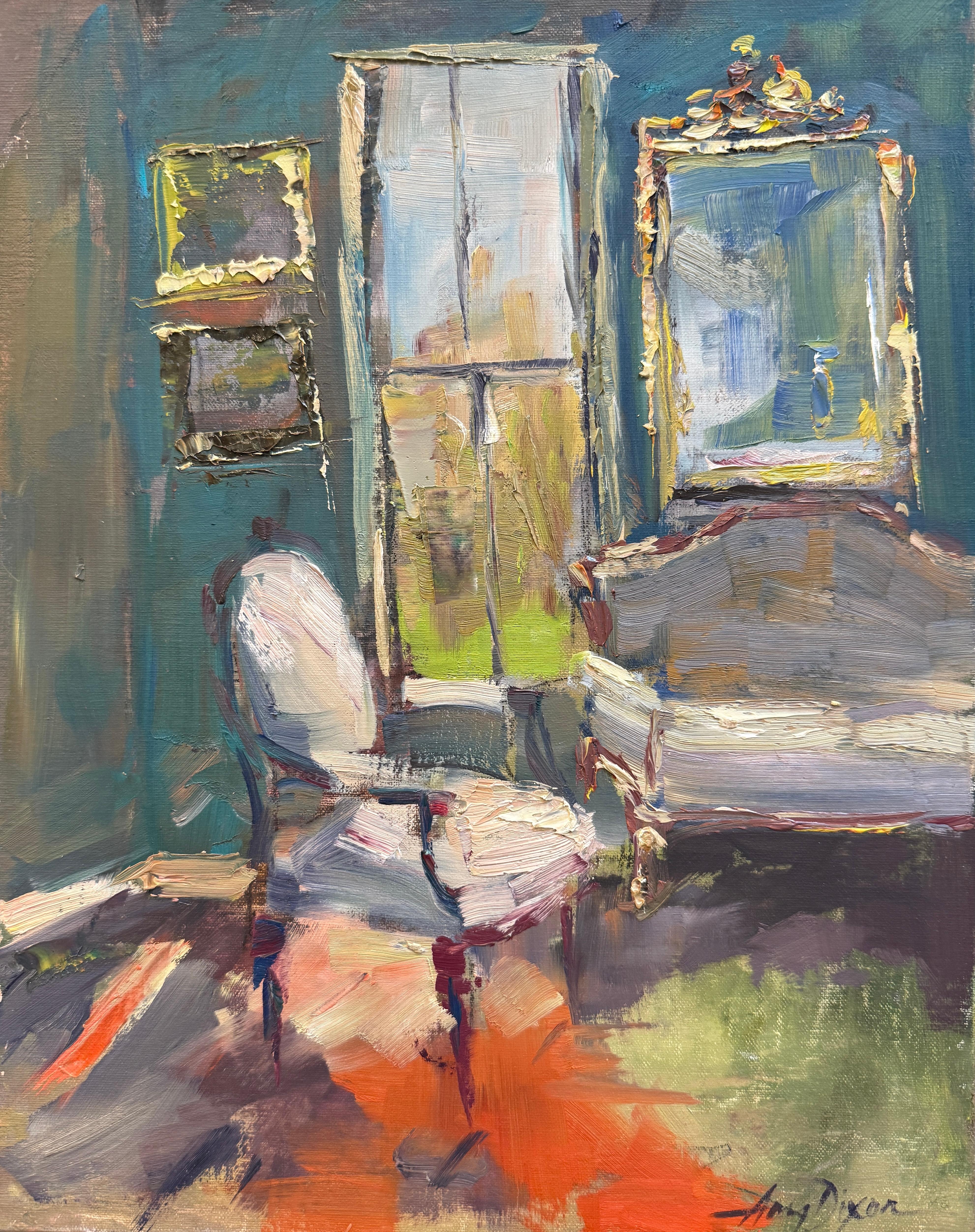 Contemporary Interior Scene Oil Painting "Sara's Salon" by Amy Dixon