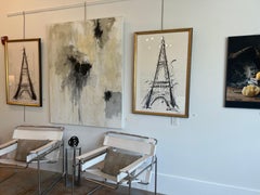 Eiffel Dance No. 1 by Amy Dixon, Framed Abstract Eiffel Tower Painting on Paper