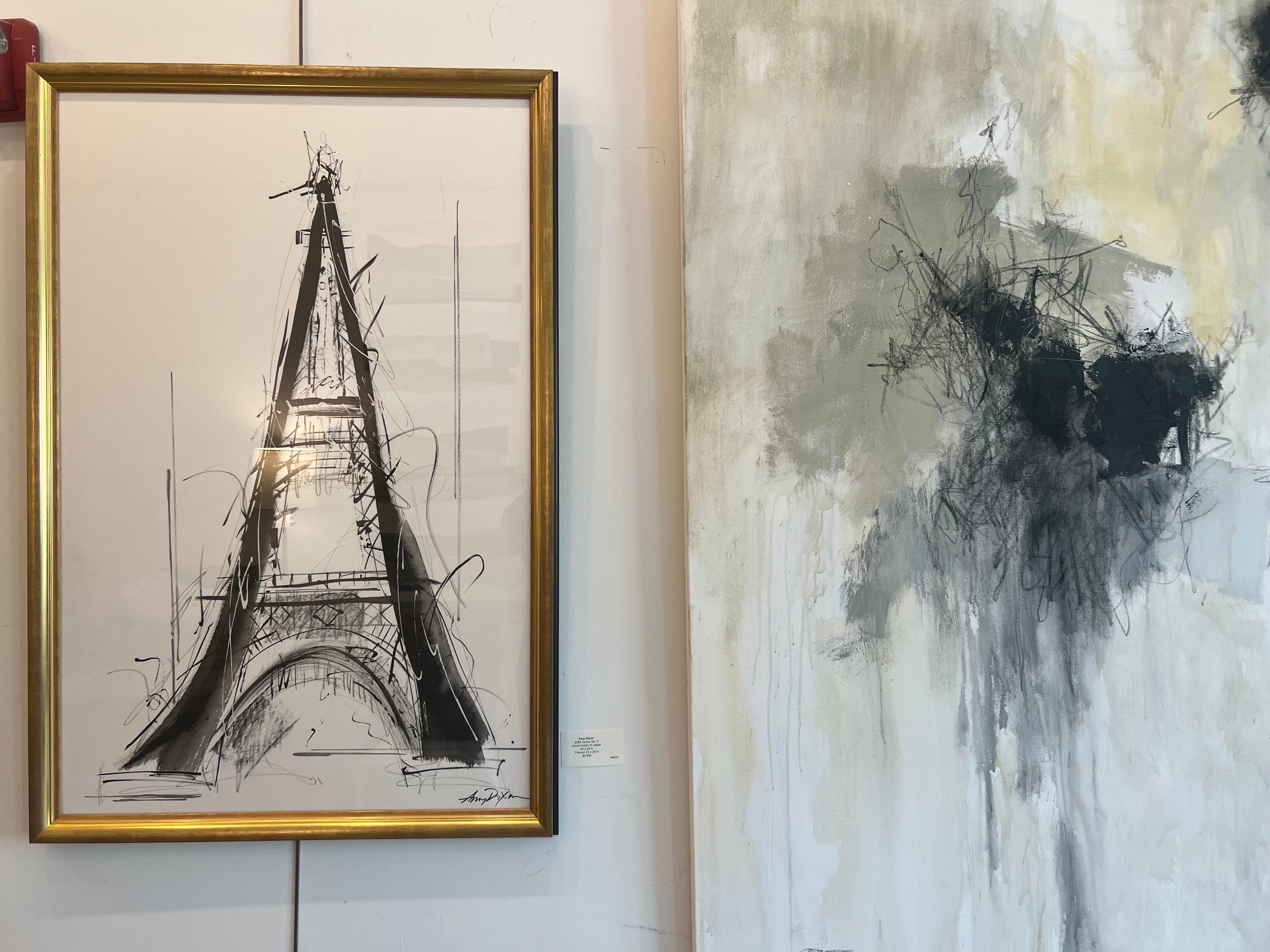 Eiffel Dance No. 2 by Amy Dixon, Framed Abstract Eiffel Tower Painting on Paper 1