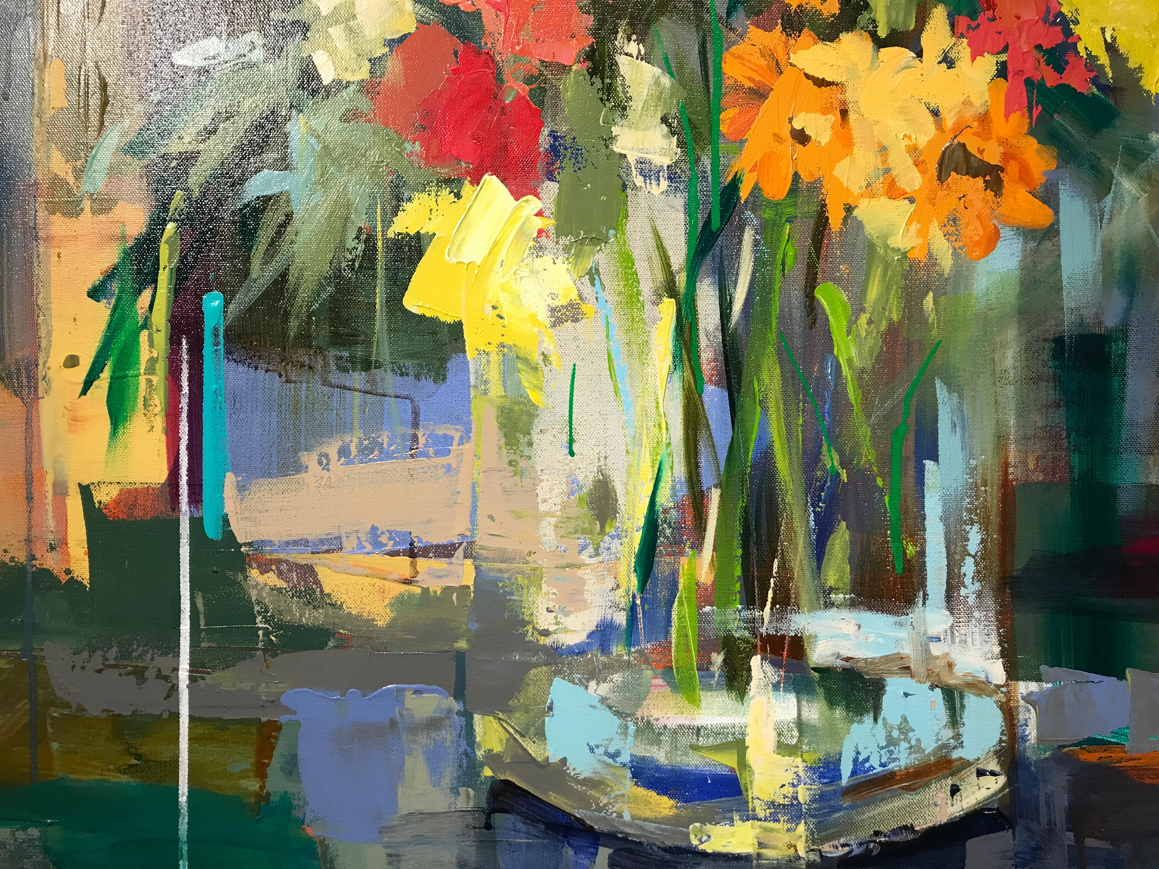 Ferry Building Flower Market, Amy Dixon 2018 Abstract Floral Still-Life Painting 3