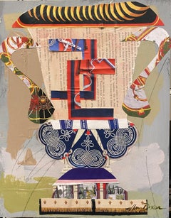 French Urn No. 1 by Amy Dixon, Framed Contemporary Still Life Collage Painting
