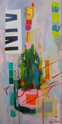 Get Your Veuve On by Amy Dixon, Abstract Still Life Acrylic on Canvas Painting