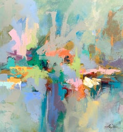 Keeping the Faith by Amy Dixon, Acrylic on Canvas Abstract Square Painting