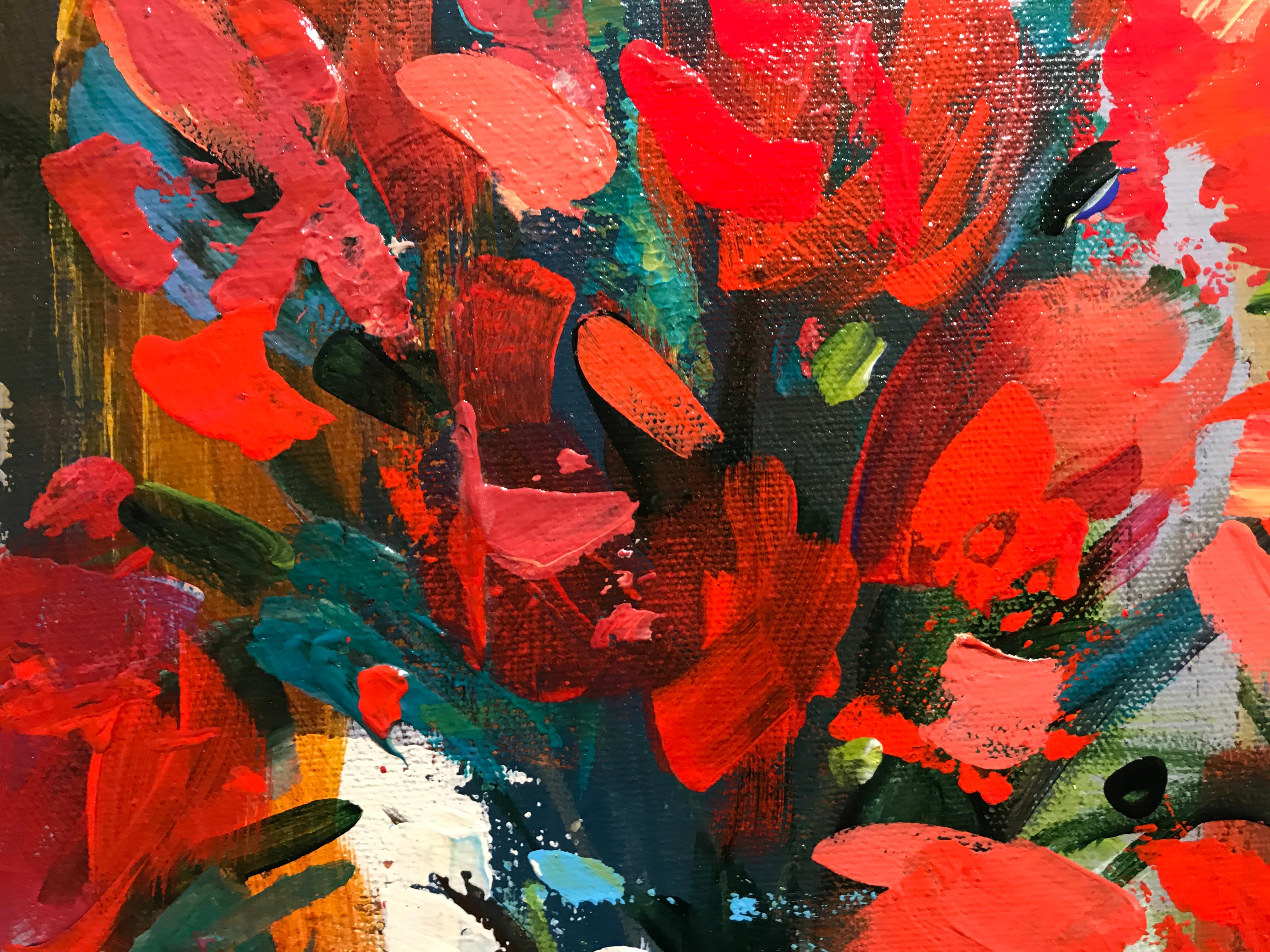Key to Her Heart by Amy Dixon, Small 2019 Floral Abstracted Acrylic Painting 2