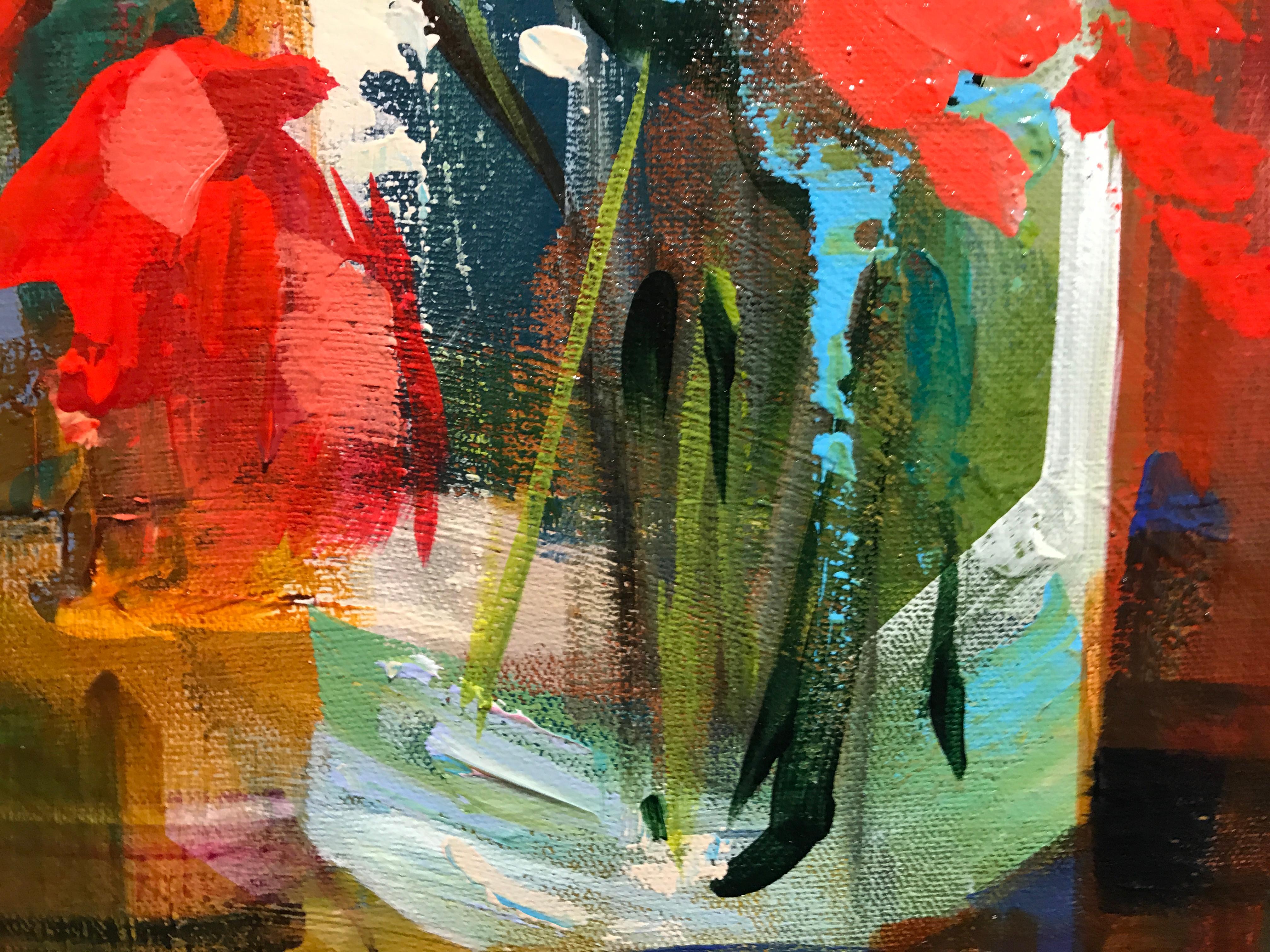 Key to Her Heart by Amy Dixon, Small 2019 Floral Abstracted Acrylic Painting 4