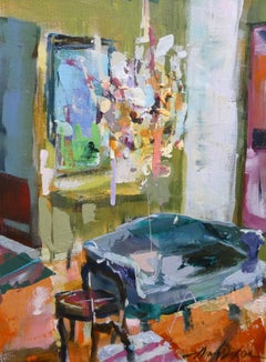Sofá de los amantes, de Amy Dixon,  Naturaleza Muerta Abstracta Interior Pintura en Lienzo