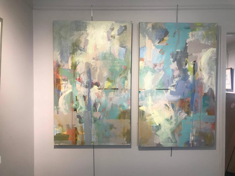 Amy Dixon - Mindful Diptych, Pair of Acrylic and Ink on Canvas Abstract