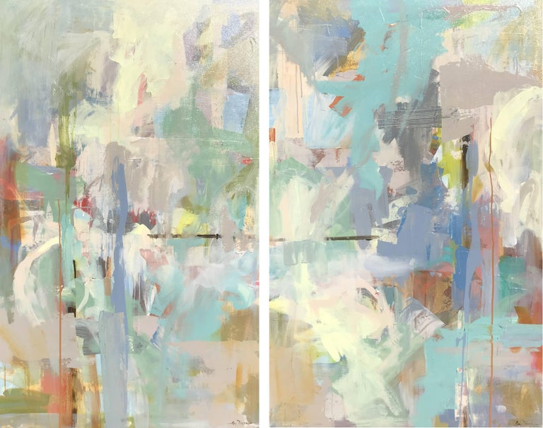 Amy Dixon Mindful I, Acrylic and Ink on Canvas Abstract Painting in Vertical Format, Painting