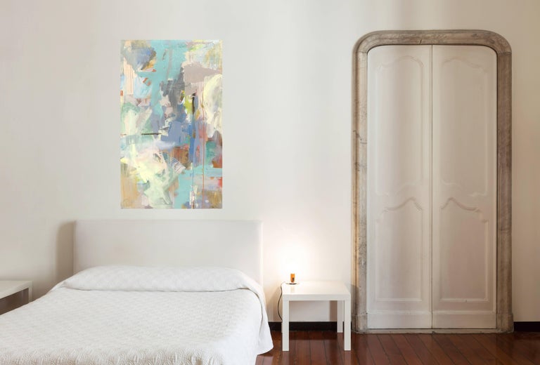 Mindful Ii Vertical Abstract Acrylic And Ink On Canvas Painting